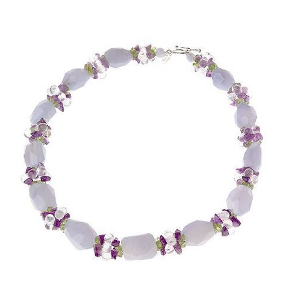 Ross-Simons Jewelry - Ross-Simons Sterling Silver 925 Chalcedony Peridot Amethyst Chunky Necklace